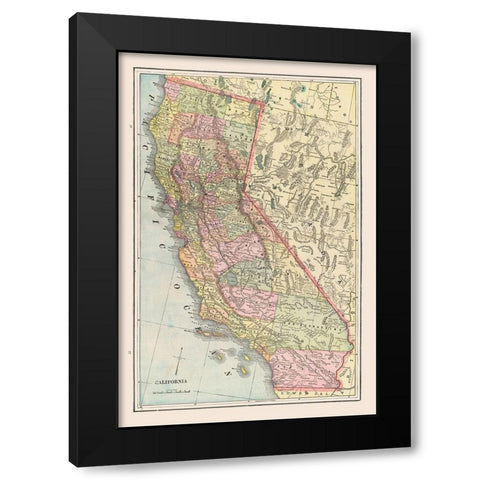 California - Cram 1892 Black Modern Wood Framed Art Print with Double Matting by Cram