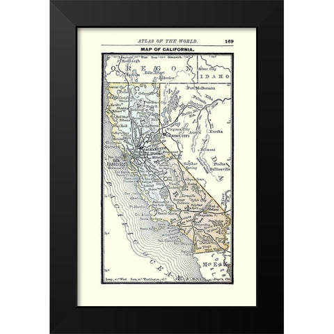 California - Alden 1886 Black Modern Wood Framed Art Print by Alden