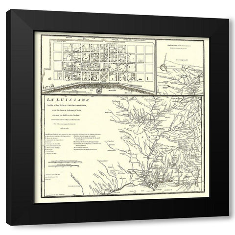Mississippi River Valley to Canada - Machuca 1762 Black Modern Wood Framed Art Print by Machuca