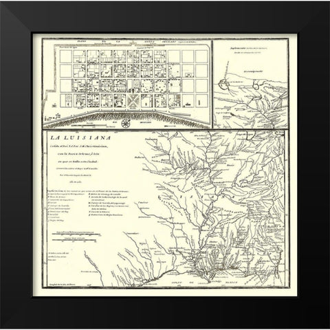 Mississippi River Valley to Canada - Machuca 1762 Black Modern Wood Framed Art Print by Machuca