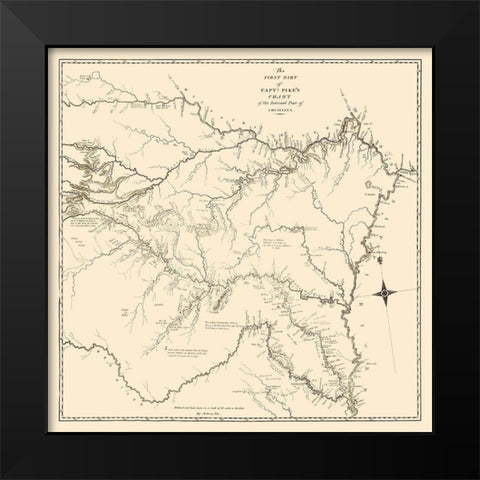 Louisiana Purchase, Capt Pikes Chart 1 - Nau 1810 Black Modern Wood Framed Art Print by Nau
