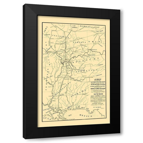 Proposed Rail Lines Gulf of Mexico Northern Lakes Black Modern Wood Framed Art Print with Double Matting by McBean