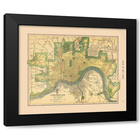 Cincinnati  Ohio - Hammond 1910 Black Modern Wood Framed Art Print with Double Matting by Hammond