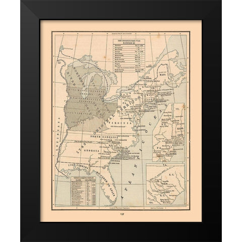 United States, Constitution - Cram 1888 Black Modern Wood Framed Art Print by Cram