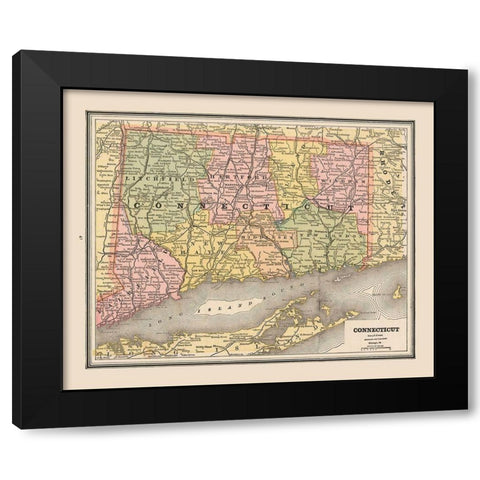 Connecticut - Cram 1888 Black Modern Wood Framed Art Print by Cram