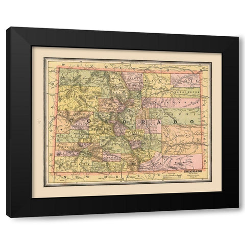 Colorado, United States - Cram 1888 Black Modern Wood Framed Art Print with Double Matting by Cram