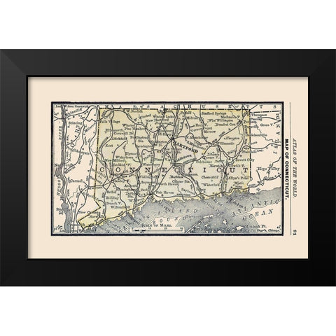 Connecticut - Alden 1886 Black Modern Wood Framed Art Print by Alden