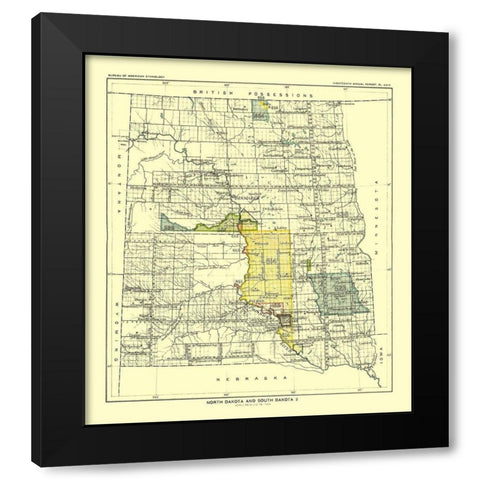 North and South Dakota - Pierre - Hoen 1896 Black Modern Wood Framed Art Print by Hoen