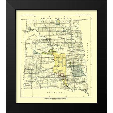 North and South Dakota - Pierre - Hoen 1896 Black Modern Wood Framed Art Print by Hoen