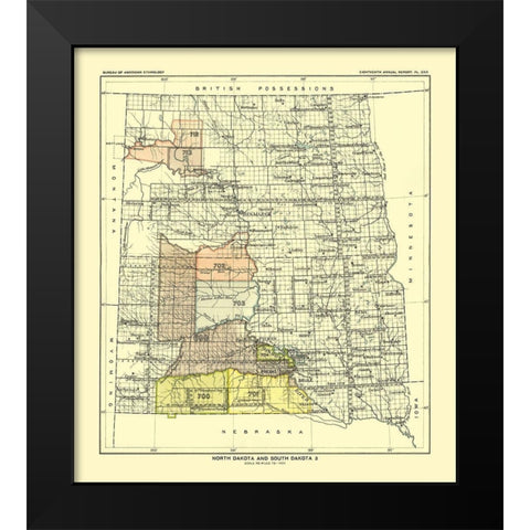 North and South Dakota - Hoen 1896 Black Modern Wood Framed Art Print by Hoen