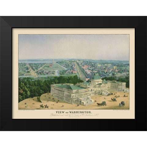 Washington DC - Sachse 1852 Black Modern Wood Framed Art Print by Sachse