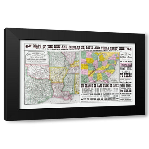St Louis, Iron Mountain and Southern Railway - Black Modern Wood Framed Art Print with Double Matting by Unknown