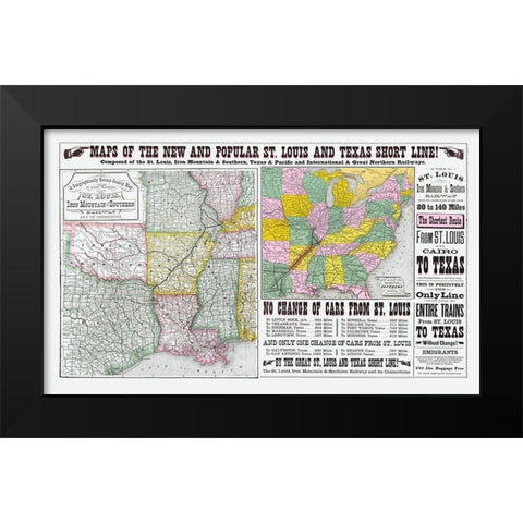 St Louis, Iron Mountain and Southern Railway - Black Modern Wood Framed Art Print by Unknown