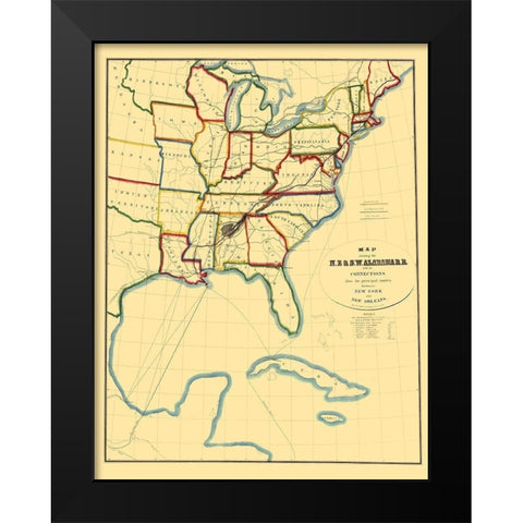 NE and SW Alabama Railroad - Hoyer 1850 Black Modern Wood Framed Art Print by Hoyer