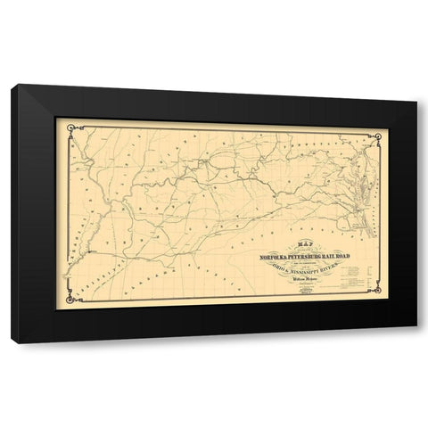 Norfolk and Petersburg Railroad - Griffith 1858 Black Modern Wood Framed Art Print with Double Matting by Griffith