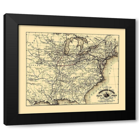 Pennsylvania Central Railroad - Mendel 1854 Black Modern Wood Framed Art Print by Mendel