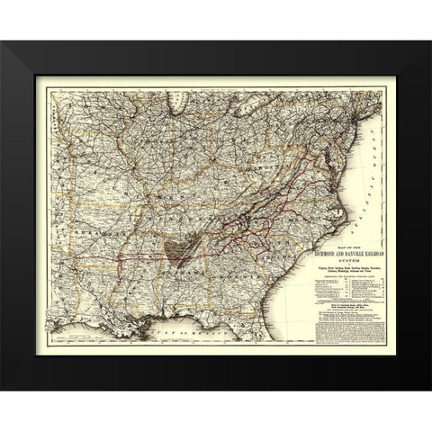 Richmond and Danville Railroad - Colton 1881 Black Modern Wood Framed Art Print by Colton
