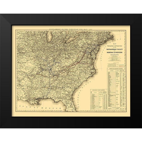 Shenandoah Valley, Norfolk and Western 1881 Black Modern Wood Framed Art Print by Colton