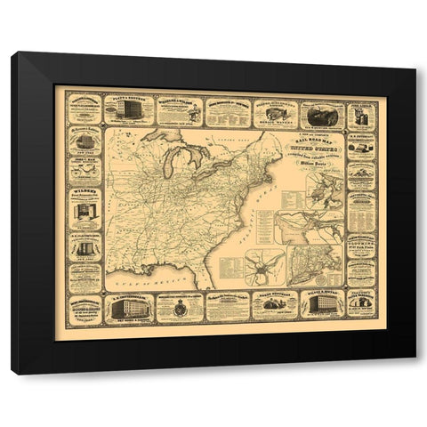 United States Railroads - Perris 1857 Black Modern Wood Framed Art Print with Double Matting by Perris
