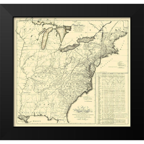 United States Eastern - Bradley 1796 Black Modern Wood Framed Art Print by Bradley