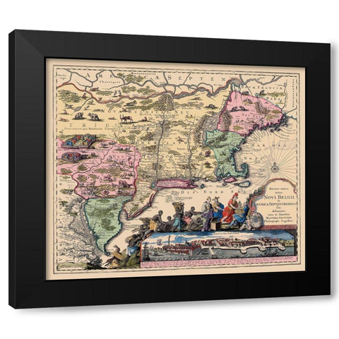 America Septentrionali - 1751 Black Modern Wood Framed Art Print by Unknown
