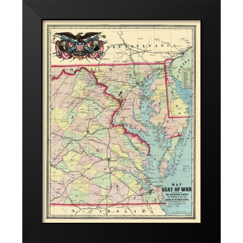 Eastern United States Approaches Military Posts Ft Black Modern Wood Framed Art Print by Monk