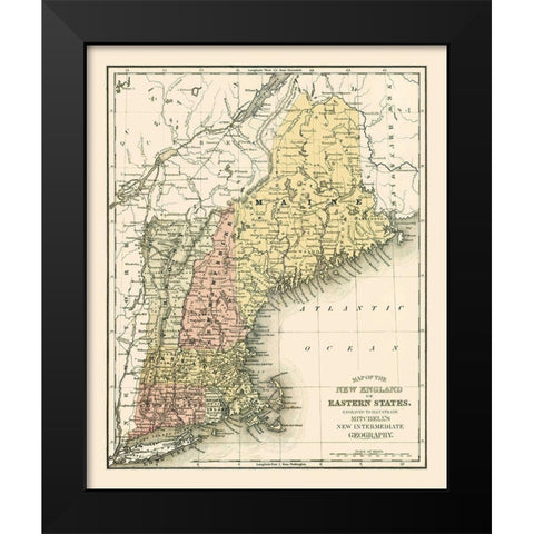 Eastern States - Mitchell 1877 Black Modern Wood Framed Art Print by Mitchell