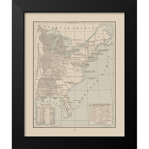 Eastern United States 1791-1845 - Cram 1892 Black Modern Wood Framed Art Print by Cram