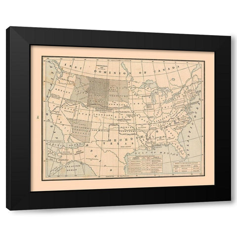 United States, 19th century- Cram 1888 Black Modern Wood Framed Art Print by Cram