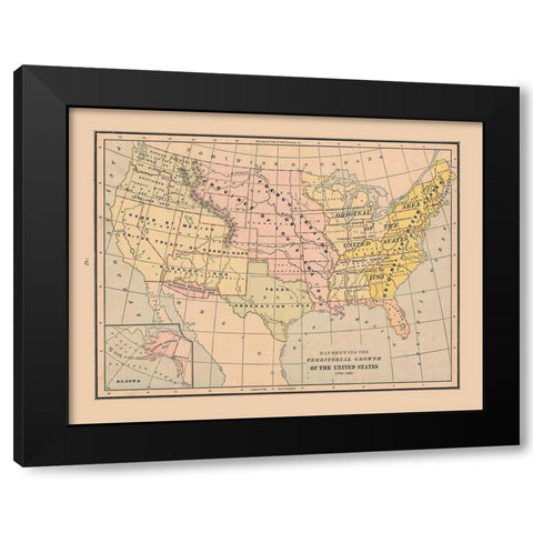Growth of United States - Cram 1888 Black Modern Wood Framed Art Print with Double Matting by Cram