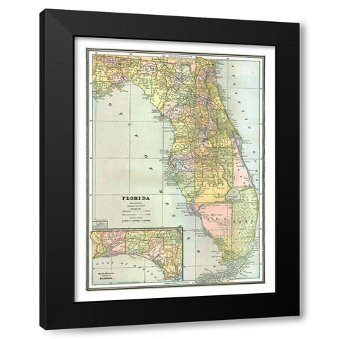 Florida - Johnson 1888 Black Modern Wood Framed Art Print by Johnson