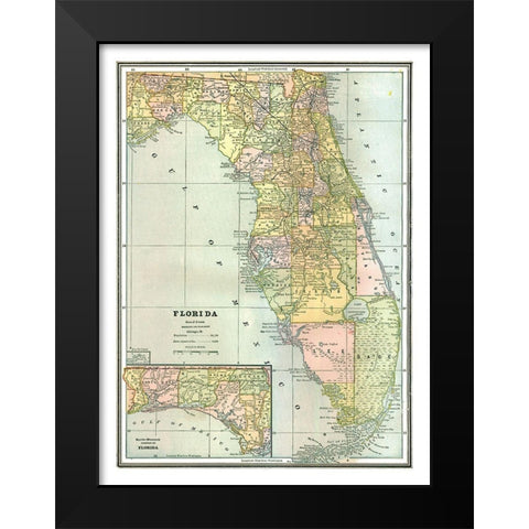 Florida - Johnson 1888 Black Modern Wood Framed Art Print by Johnson