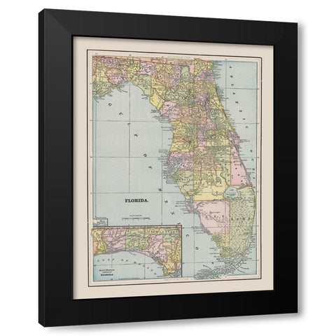 Florida - Cram 1892 Black Modern Wood Framed Art Print by Cram