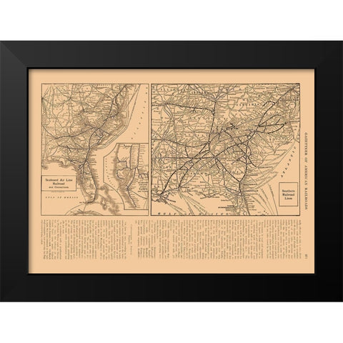 South West US - Railroad - Reynold 1921 Black Modern Wood Framed Art Print by Reynold