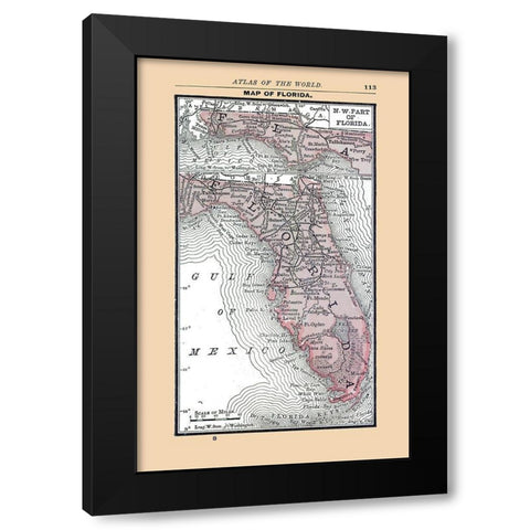 Florida - Alden 1886 Black Modern Wood Framed Art Print by Alden
