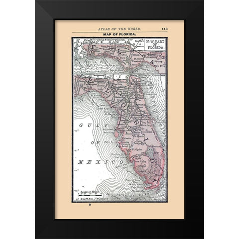 Florida - Alden 1886 Black Modern Wood Framed Art Print by Alden