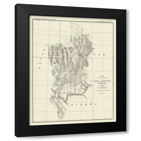 Grand Canyon Camp District - Wheeler 1872 Black Modern Wood Framed Art Print by Wheeler