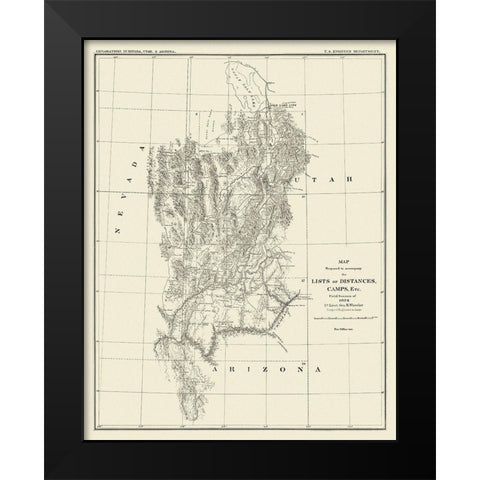 Grand Canyon Camp District - Wheeler 1872 Black Modern Wood Framed Art Print by Wheeler