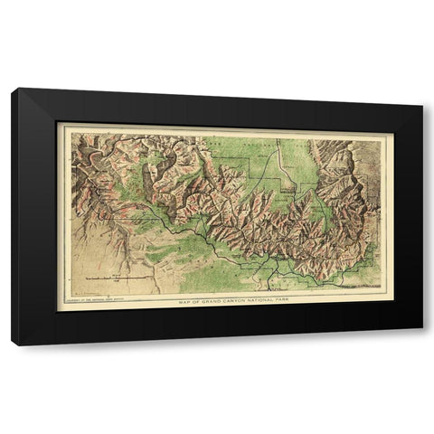 Grand Canyon National Park - USGS 1926 Black Modern Wood Framed Art Print with Double Matting by USGS