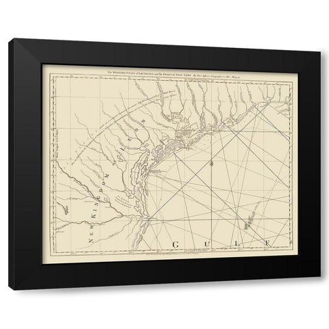 West Coast Louisiana, New Leon - Jefferys 1775 Black Modern Wood Framed Art Print by Jefferys