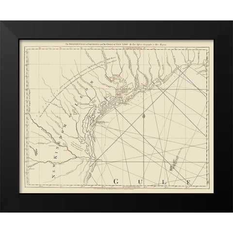 West Coast Louisiana, New Leon - Jefferys 1775 Black Modern Wood Framed Art Print by Jefferys