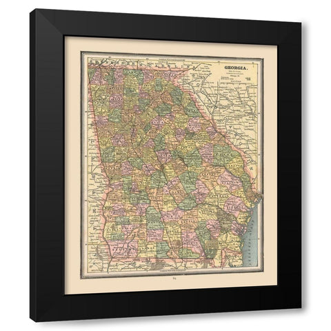 Georgia, United States - Cram 1888 Black Modern Wood Framed Art Print by Cram