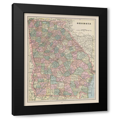 Georgia - Cram 1892 Black Modern Wood Framed Art Print by Cram