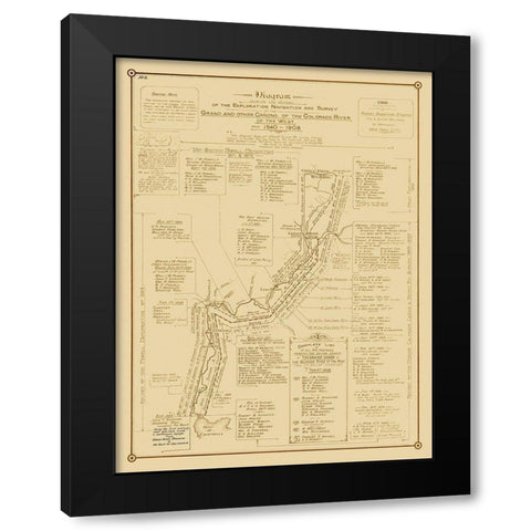 Grand Canyon, Other Canyons, Colorado River - 1908 Black Modern Wood Framed Art Print with Double Matting by Stanton