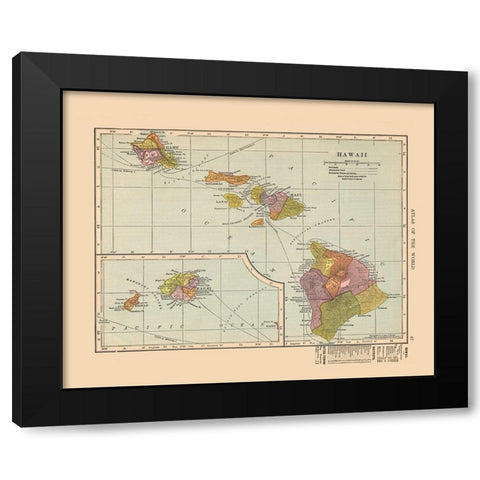 Hawaii - Hammond 1910 Black Modern Wood Framed Art Print with Double Matting by Hammond