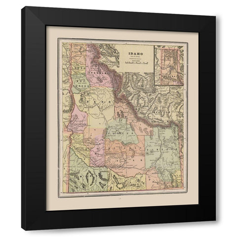 Idaho - Cram 1892 Black Modern Wood Framed Art Print by Cram