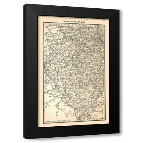 Illinois - Alden 1886 Black Modern Wood Framed Art Print with Double Matting by Alden