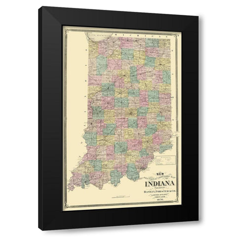 Indiana - Baskin 1876 Black Modern Wood Framed Art Print with Double Matting by Baskin