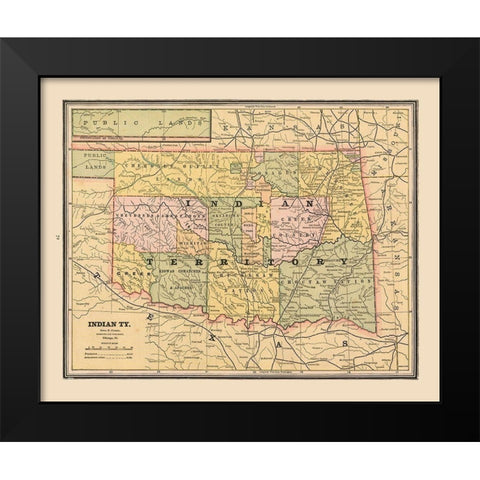 Indian Territory, Oklahoma - Cram 1888 Black Modern Wood Framed Art Print by Cram
