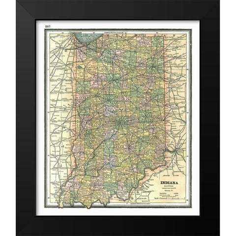 Indiana - Johnson 1888 Black Modern Wood Framed Art Print by Johnson